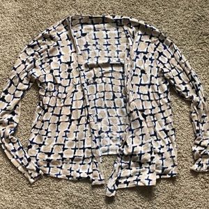 Blue and Beige Drapey Cardigan